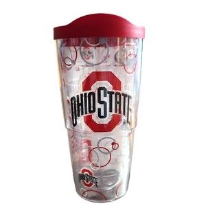 Tervis Tumbler w/ Lid Ohio State Buckeyes 24oz Clear Red White Grey w/ Red Lid